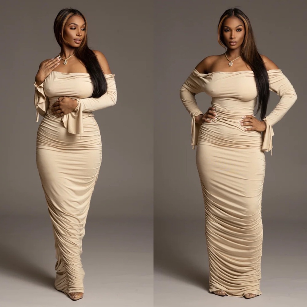Irregular Exposure Two Piece Nude Set